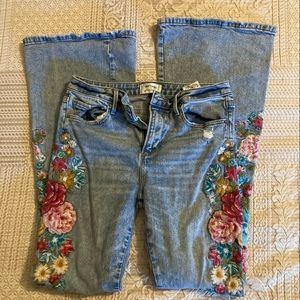 Farrah embroidered floral flare jeans